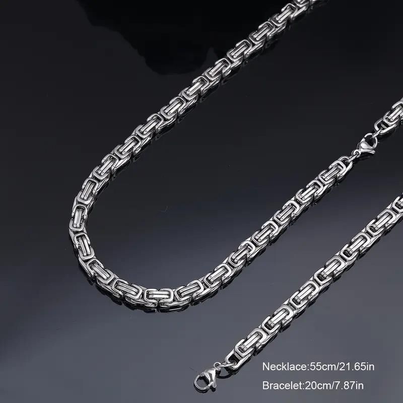 Silver Renk Kalınlık 5 Mm 317l Çelik Kral Zincir&bileklik Kombini