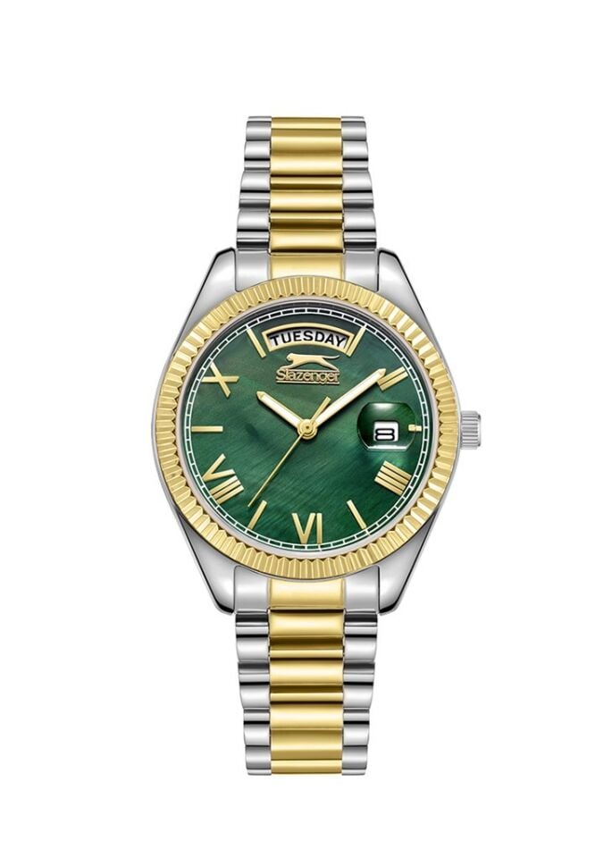 Slazenger SL.09.2338.4.08 Quartz Çelik Altın/Gri Yeşil Kadran 34 mm Kadın Kol Saati