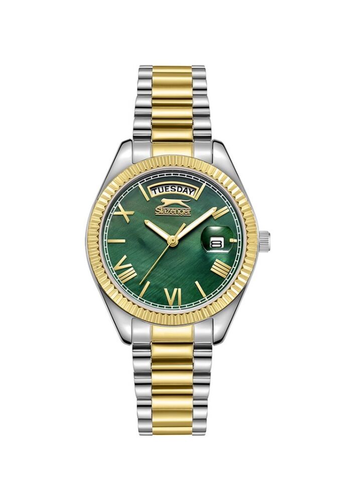 Slazenger SL.09.2338.4.08 Quartz Çelik Altın/Gri Yeşil Kadran 34 mm Kadın Kol Saati