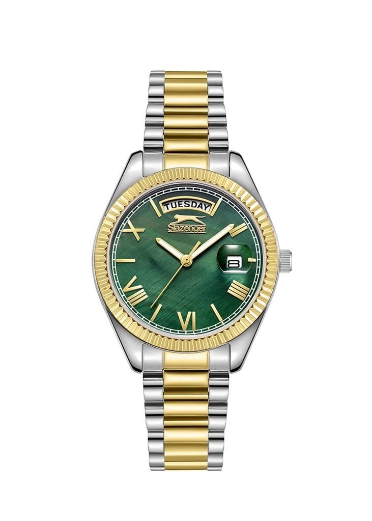 Slazenger SL.09.2338.4.08 Quartz Çelik Altın/Gri Yeşil Kadran 34 mm Kadın Kol Saati