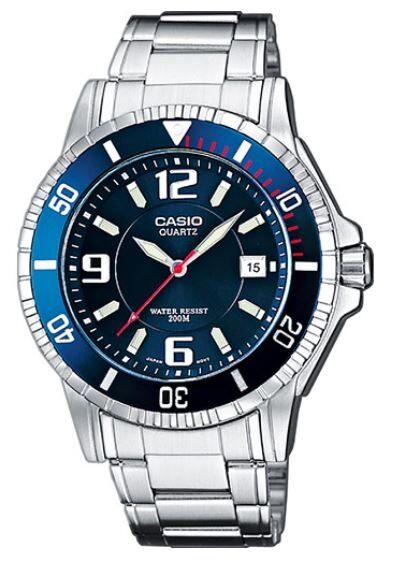 Casio MTD-1053D-2AVES Quartz Çelik Gri Mavi Kadran 20 ATM 43 mm Erkek Kol Saati