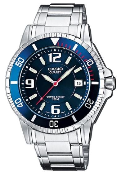 Casio MTD-1053D-2AVES Quartz Çelik Gri Mavi Kadran 20 ATM 43 mm Erkek Kol Saati