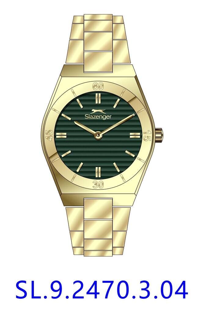 Slazenger SL.09.2470.3.04 Quartz Çelik Altın Rengi Yeşil Kadran 28 mm Kadın Kol Saati