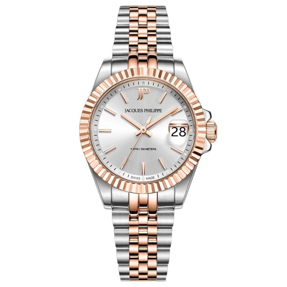 Jacques Philippe JPQLS587328RG Swiss Made Quartz Çelik Rose/Gri Safir Cam 10 ATM 32 mm Kadın Kol Saati