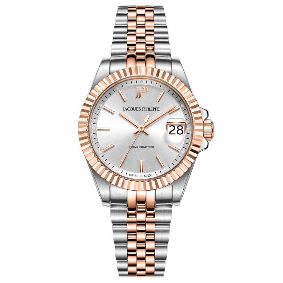 Jacques Philippe JPQLS587328RG Swiss Made Quartz Çelik Rose/Gri Safir Cam 10 ATM 32 mm Kadın Kol Saati