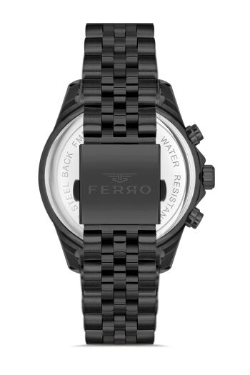 Ferro Quartz Çelik Siyah 44 mm Fonksiyonları Aktif Erkek Kol Saati