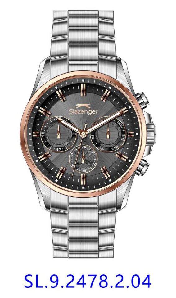 Slazenger SL.09.2478.2.04 Quartz Çelik Gri Siyah Kadran 44 mm Erkek Kol Saati
