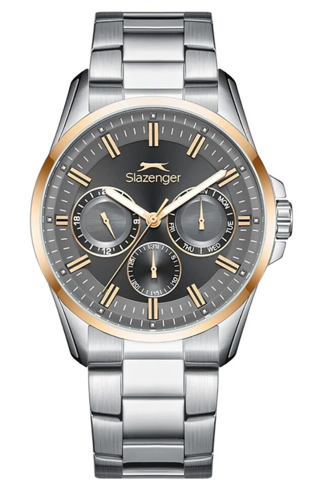 Slazenger SL.09.2478.2.04 Quartz Çelik Gri Siyah Kadran 44 mm Erkek Kol Saati