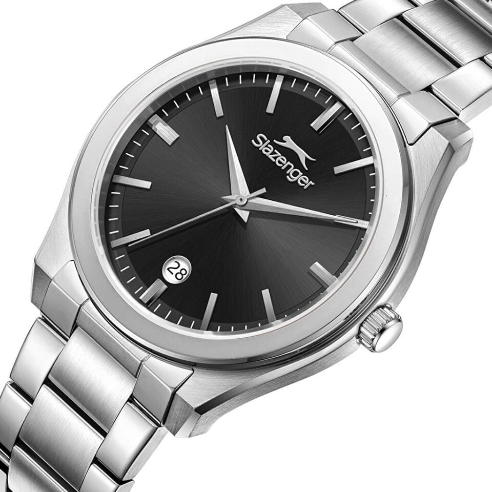Slazenger SL.09.2485.1.01 Quartz Çelik Gri Siyah Kadran 41 mm Erkek Kol Saati