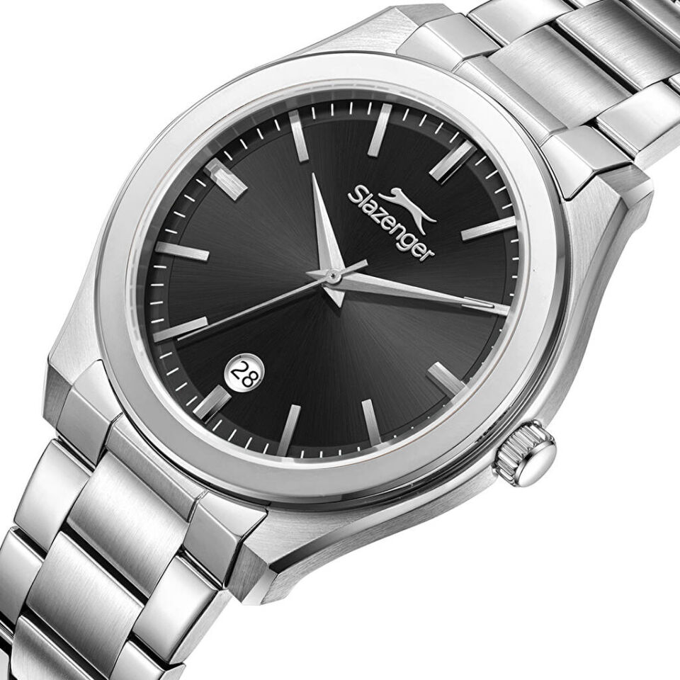 Slazenger SL.09.2485.1.01 Quartz Çelik Gri Siyah Kadran 41 mm Erkek Kol Saati