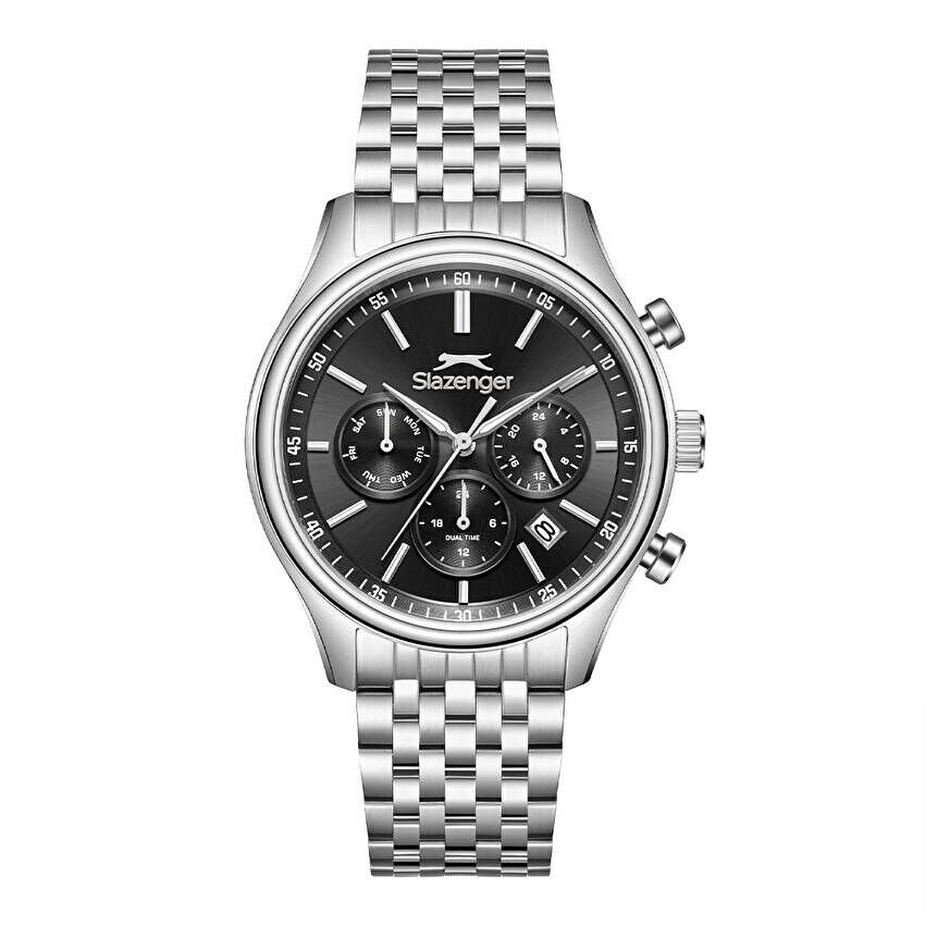 Slazenger SL.09.2487.2.02 Quartz Çelik Gri Siyah Kadran 41 mm Erkek Kol Saati