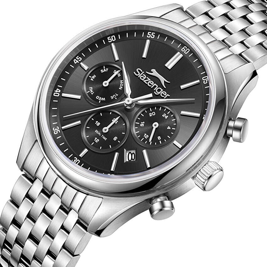Slazenger SL.09.2487.2.02 Quartz Çelik Gri Siyah Kadran 41 mm Erkek Kol Saati