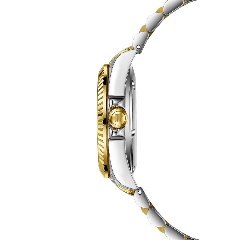 Jacques Philippe JPQLS5873X8 Swiss Made Quartz Çelik Altın/Gri Yeşil Kadran Safir Cam 10 ATM 32 mm Kadın Kol Saati