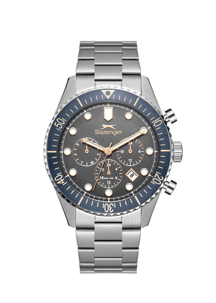 Slazenger SL.09.2490.2.05 Quartz Çelik Gri Füme Kadran 44 mm Erkek Kol Saati
