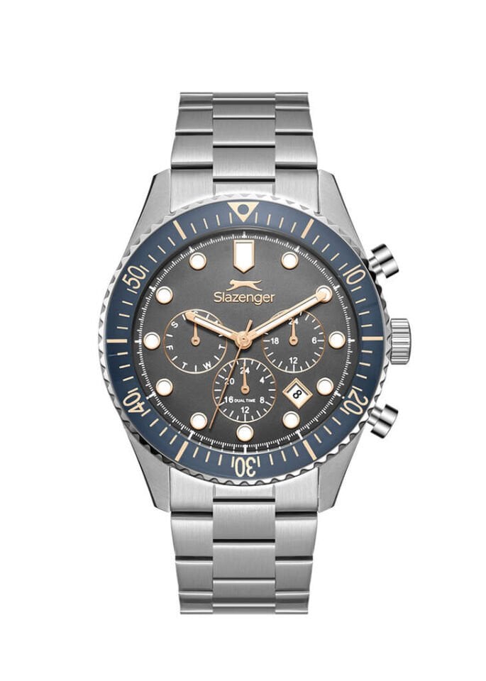 Slazenger SL.09.2490.2.05 Quartz Çelik Gri Füme Kadran 44 mm Erkek Kol Saati