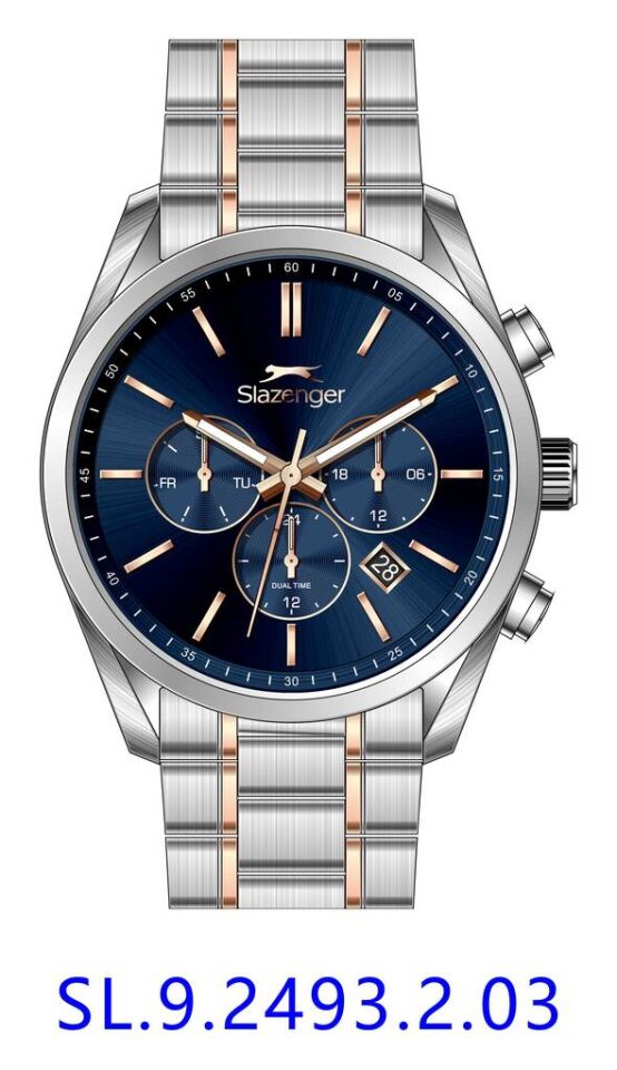 Slazenger SL.09.2493.2.03 Quartz Çelik Rose/Gri Lacivert Kadran 42 mm Erkek Kol Saati