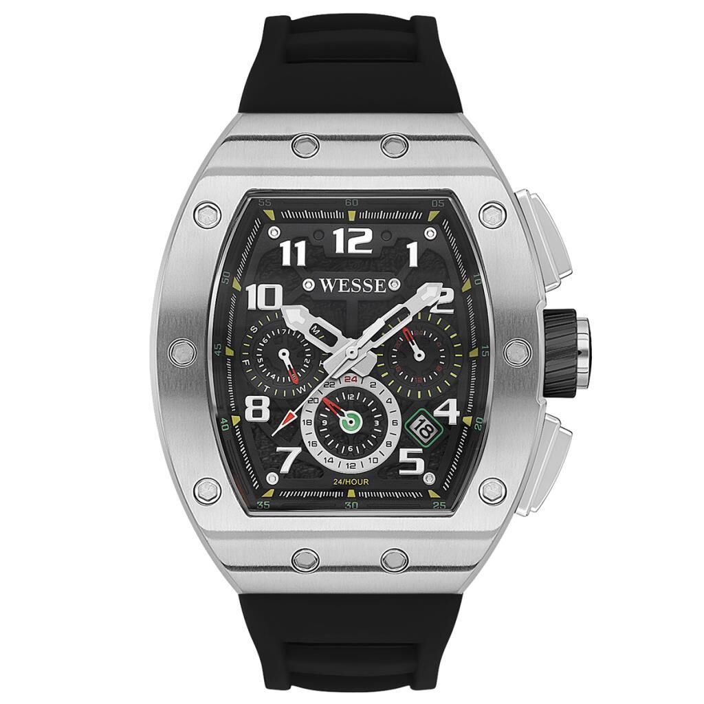 Wesse WWG402501 Quartz Silikon Siyah Gri Kasa 43 mm Erkek Kol Saati
