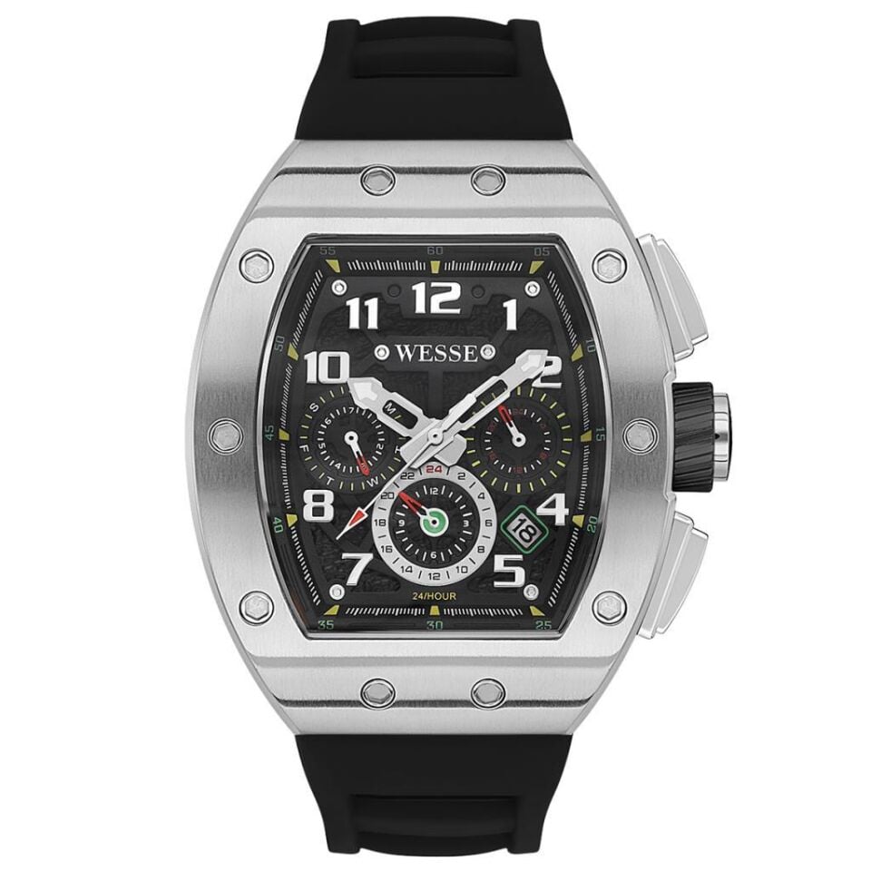 Wesse WWG402501 Quartz Silikon Siyah Gri Kasa 43 mm Erkek Kol Saati