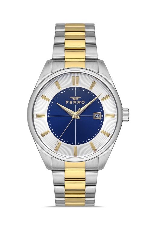Ferro 42 mm Sarı ve Gümüş Çelik Kordon Erkek Kol Saati F11239A-D3 F11239A-D3