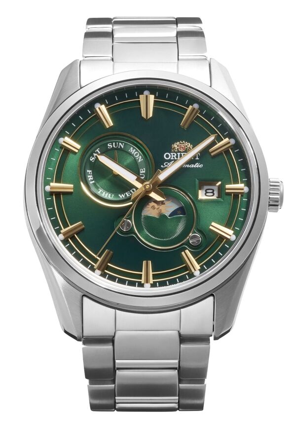 Orient Sun&Moon RA-AK0314E30B Kurmalı Otomatik Çelik Gri Yeşil Kadran 42 mm Erkek Kol Saati