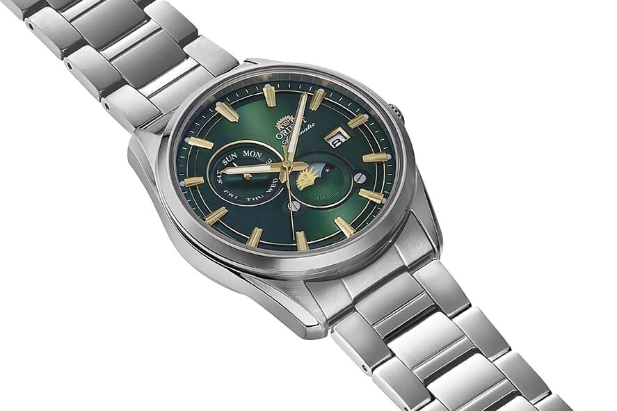 Orient Sun&Moon RA-AK0314E30B Kurmalı Otomatik Çelik Gri Yeşil Kadran 42 mm Erkek Kol Saati