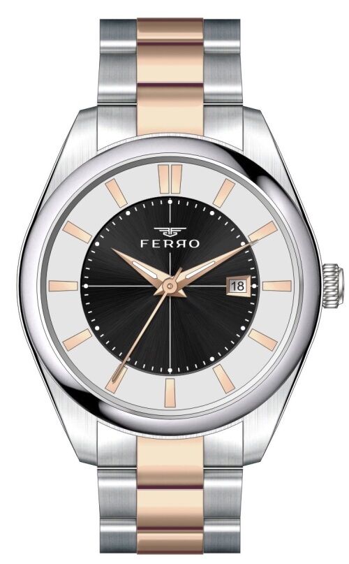 Ferro 42 mm Rose ve Gümüş Çelik Kordon Erkek Kol Saati F11239A-E2 F11239A-E2