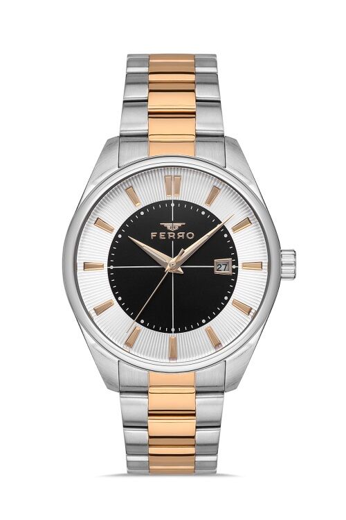 Ferro 42 mm Rose ve Gümüş Çelik Kordon Erkek Kol Saati F11239A-E2 F11239A-E2