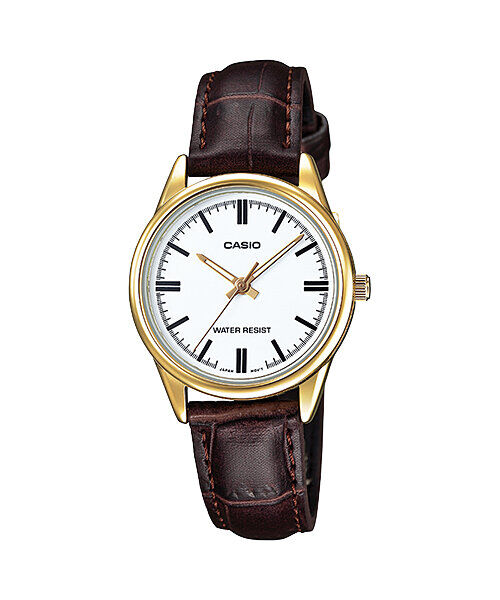Casio LTP-V005GL-7AUDF Quartz Deri Kahverengi Beyaz Kadran 29 mm Kadın Kol Saati