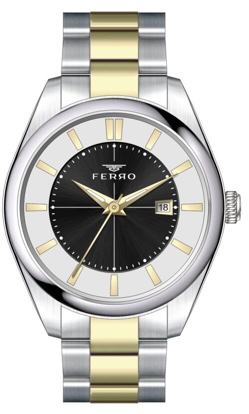 Ferro 42 mm  Sarı ve Gümüş Çelik Kordon Erkek Kol Saati F11239A-D2 F11239A-D2