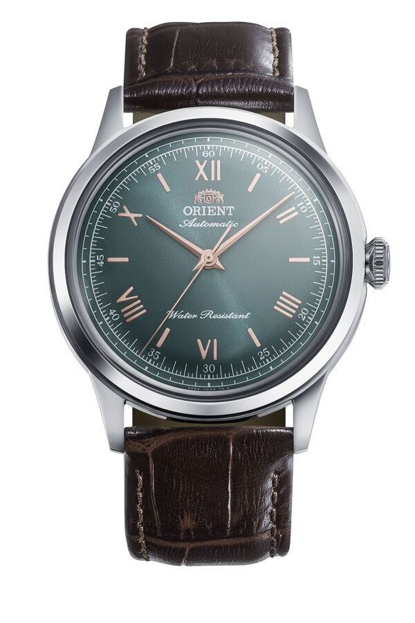 Orient Bambino RA-BB0001E30B Kurmalı Otomatik Deri Kahverengi Yeşil Kadran 39 mm Erkek Kol Saati
