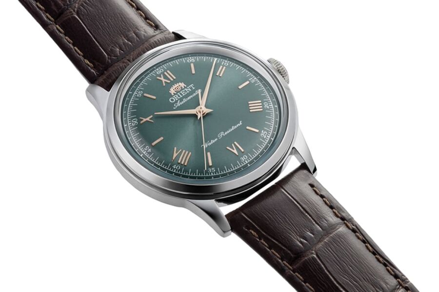 Orient Bambino RA-BB0001E30B Kurmalı Otomatik Deri Kahverengi Yeşil Kadran 39 mm Erkek Kol Saati