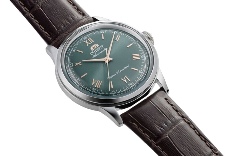 Orient Bambino RA-BB0001E30B Kurmalı Otomatik Deri Kahverengi Yeşil Kadran 39 mm Erkek Kol Saati