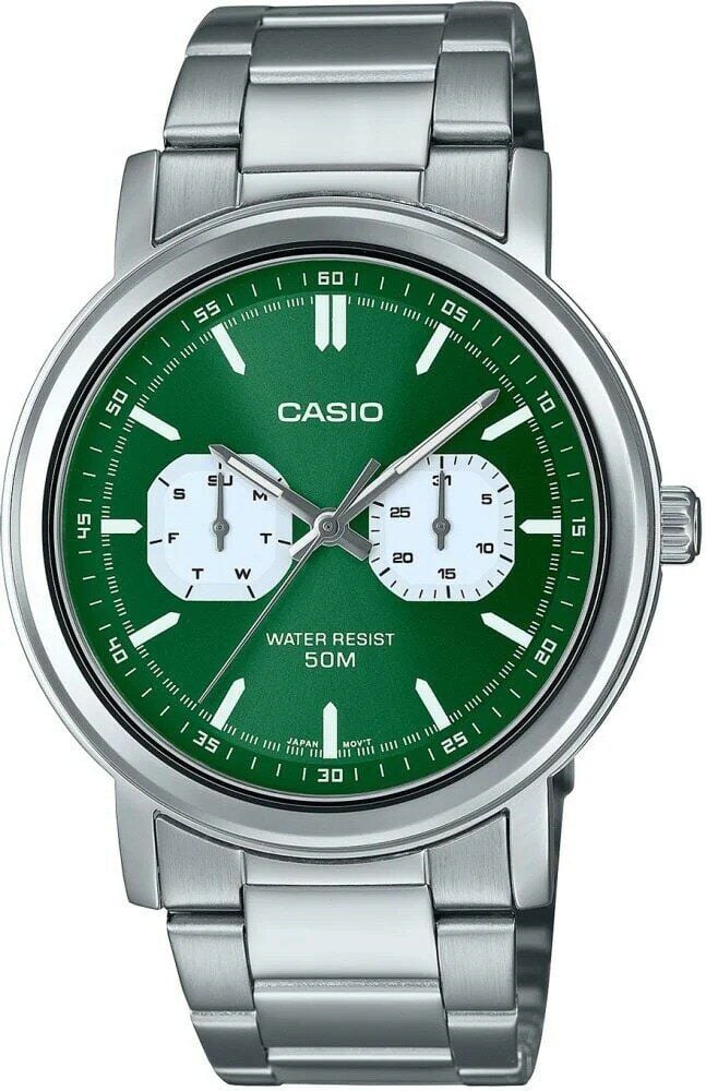 Casio MTP-E335D-3EVDF Quartz Çelik Gri Yeşil Kadran 42 mm Erkek Kol Saati