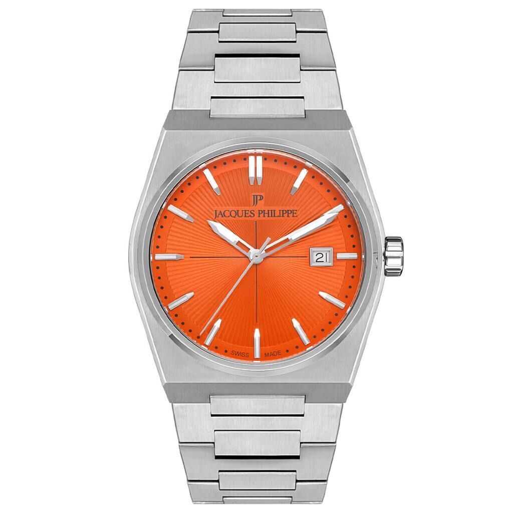 Jacques Philippe JPQGS4213X6SO Quartz Swiss Made Gri Turuncu Kadran Safir Cam 40 mm Erkek Kol Saati