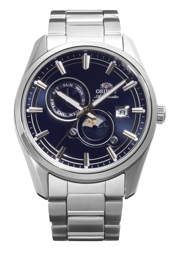 Orient Sun&Moon RA-AK0315L30B Kurmalı Otomatik Çelik Gri Lacivert Kadran 42 mm Erkek Kol Saati