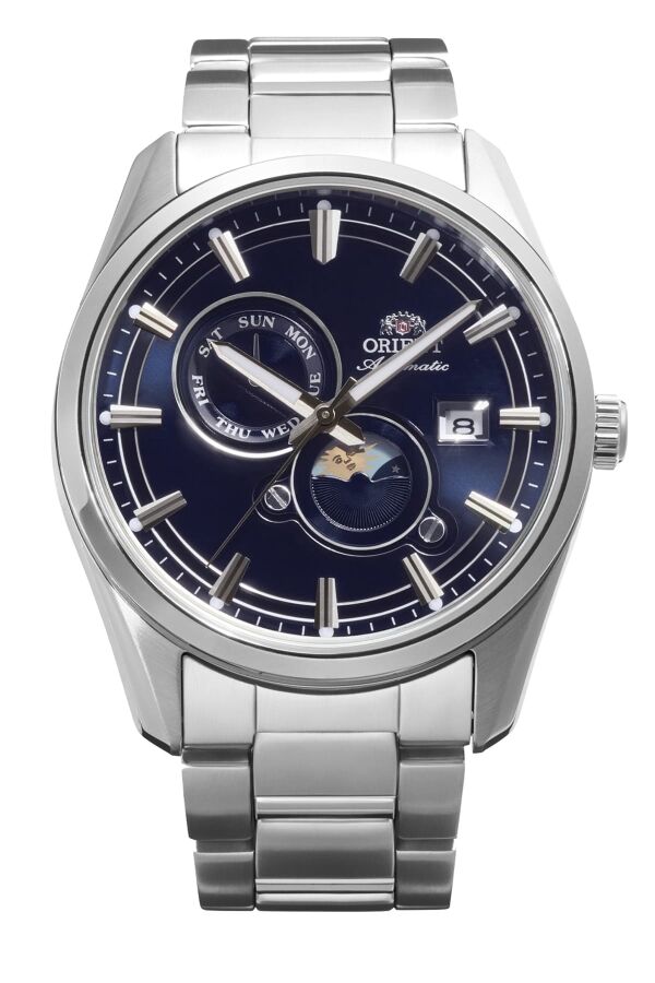 Orient Sun&Moon RA-AK0315L30B Kurmalı Otomatik Çelik Gri Lacivert Kadran 42 mm Erkek Kol Saati