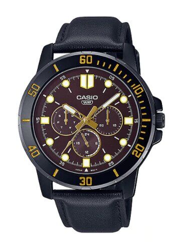 Casio MTP-VD300BL-5EUDF Quartz Deri Siyah Kahverengi Kadran 46 mm Erkek Kol Saati