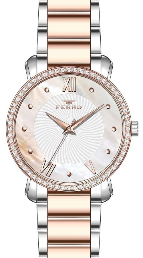 Ferro FL21261A-E 35 mm Gümüş/Rose Kadın Kol Saati