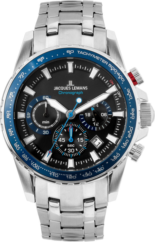 Jacques Lemans Liverpool JL.1-2099E Quartz Çelik Gri Siyah Kadran 10 ATM 42 mm Erkek Kol Saati