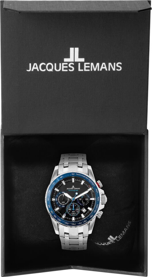 Jacques Lemans Liverpool JL.1-2099E Quartz Çelik Gri Siyah Kadran 10 ATM 42 mm Erkek Kol Saati