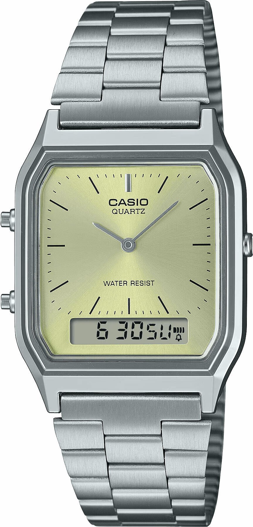 Casio Retro AQ-230A-9AMQYDF Quartz Çelik Gri Sarı Kadran 30 mm Erkek Kol Saati