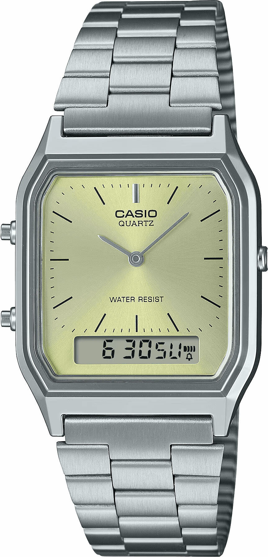 Casio Retro AQ-230A-9AMQYDF Quartz Çelik Gri Sarı Kadran 30 mm Erkek Kol Saati
