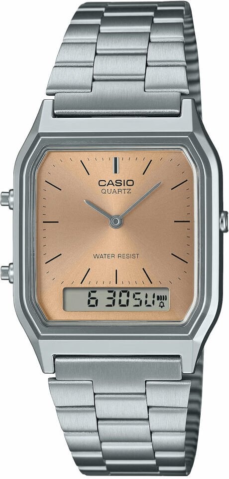 Casio Retro AQ-230A-4AMQYDF Quartz Çelik Gri Turuncu Kadran 30 mm Erkek Kol Saati