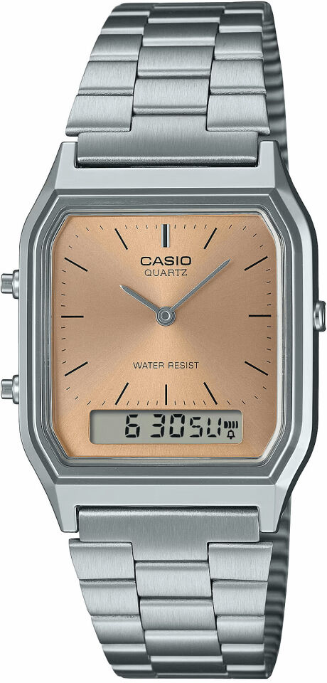 Casio Retro AQ-230A-4AMQYDF Quartz Çelik Gri Turuncu Kadran 30 mm Erkek Kol Saati
