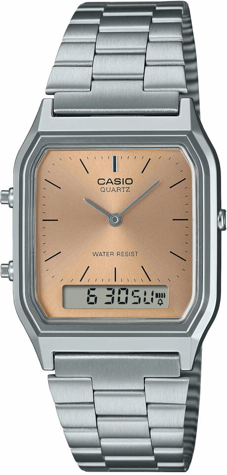 Casio Retro AQ-230A-4AMQYDF Quartz Çelik Gri Turuncu Kadran 30 mm Erkek Kol Saati