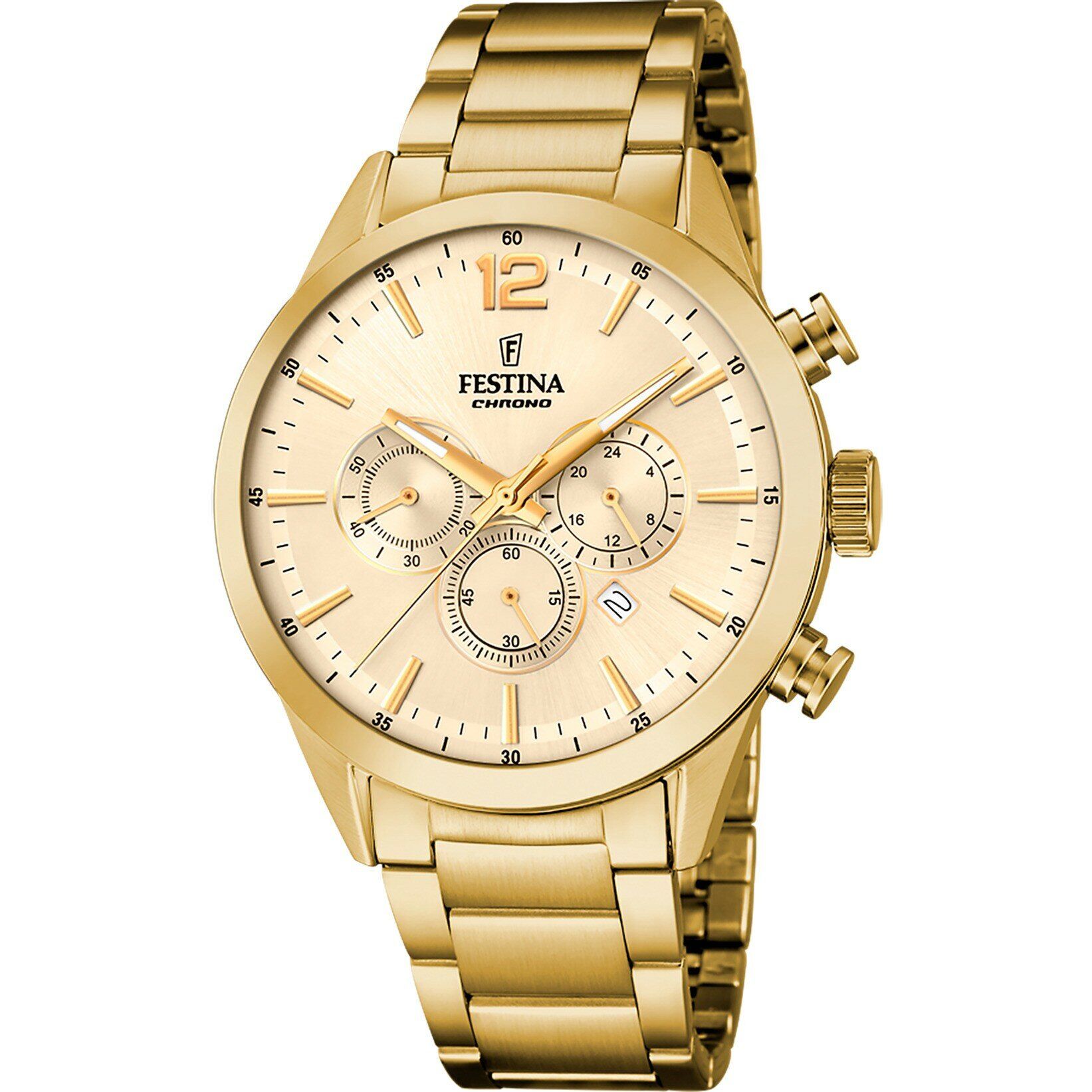 Festina F20633/4 Quartz Kronograflı Çelik Altın Rengi 44 mm Erkek Kol Saati