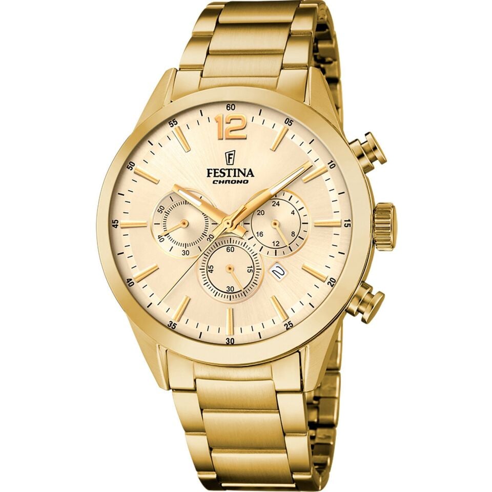 Festina F20633/4 Quartz Kronograflı Çelik Altın Rengi 44 mm Erkek Kol Saati