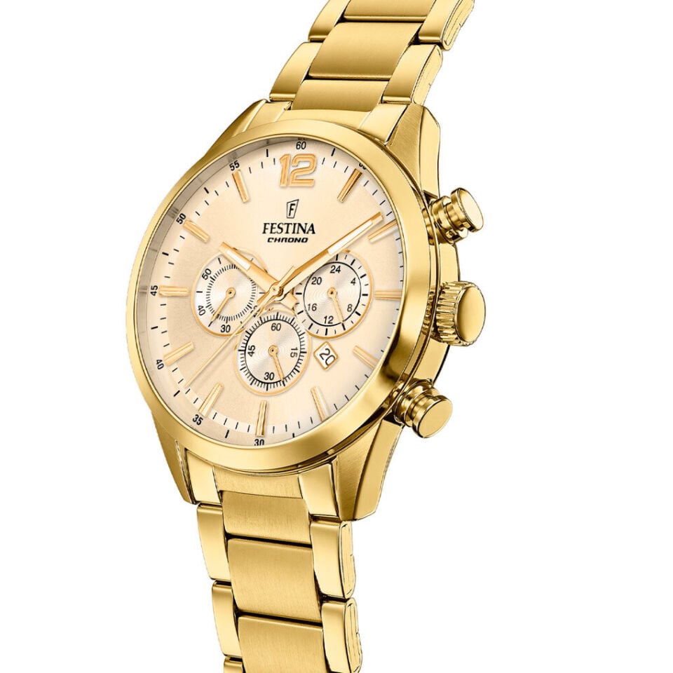 Festina F20633/4 Quartz Kronograflı Çelik Altın Rengi 44 mm Erkek Kol Saati