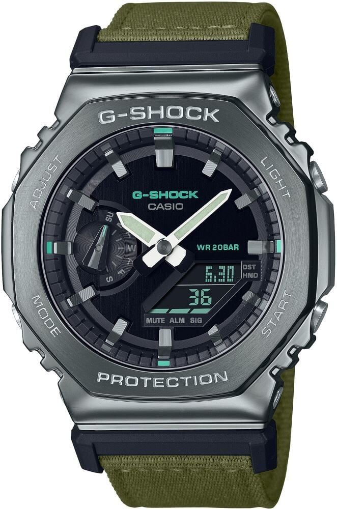 Casio GM-2100CB-3ADR Quartz Nato Yeşil 20 ATM 44 mm Erkek Kol Saati