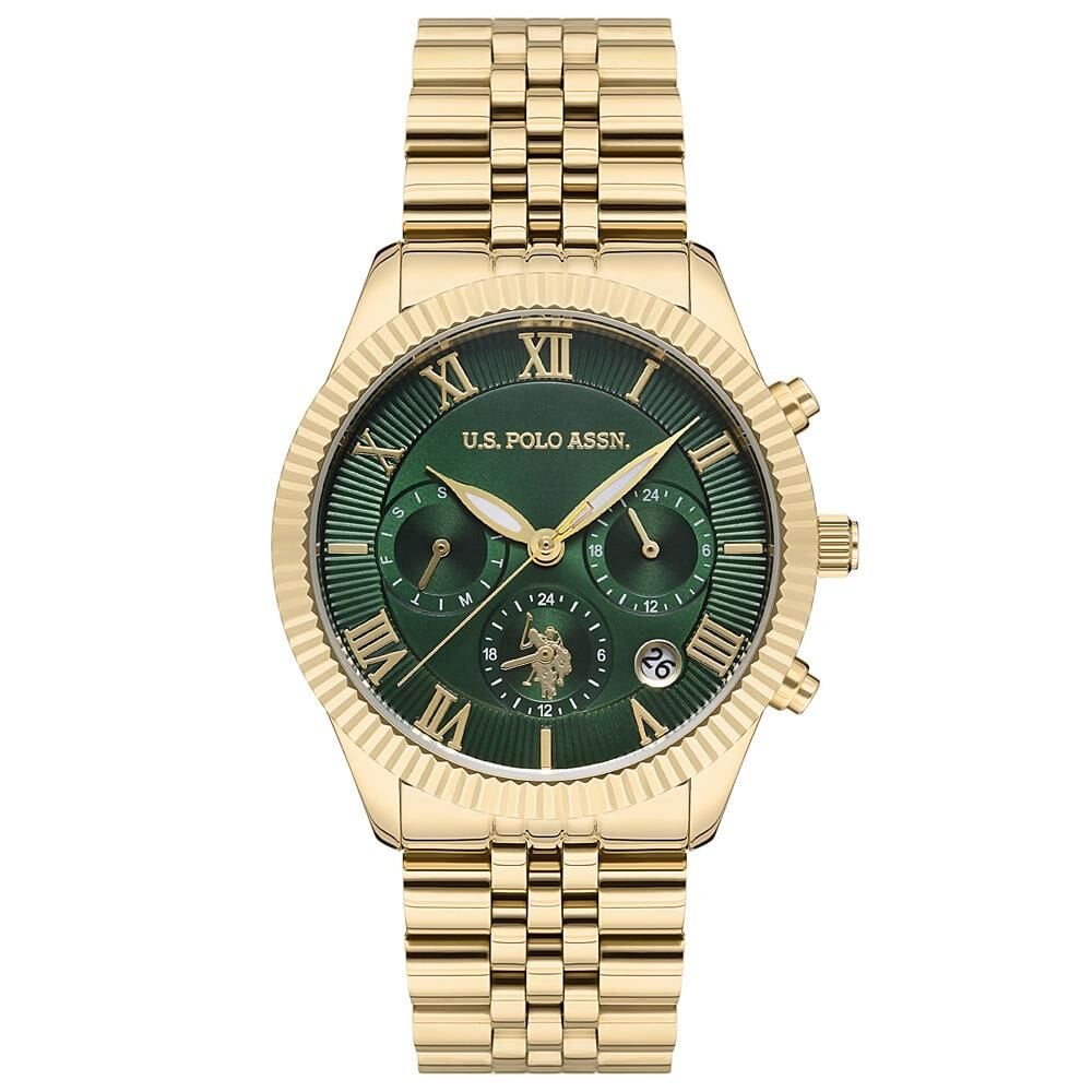 U.S. Polo Assn. USPA2040-05 Quartz Çelik Altın Rengi Yeşil Kadran 38 mm Kadın Kol Saati